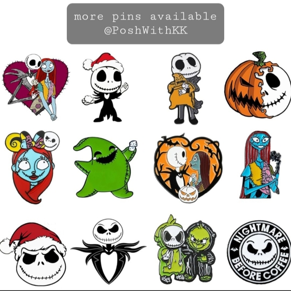 Nightmare Before Christmas Sally & Jack Enamel Heart Pin - Picture 3 of 6